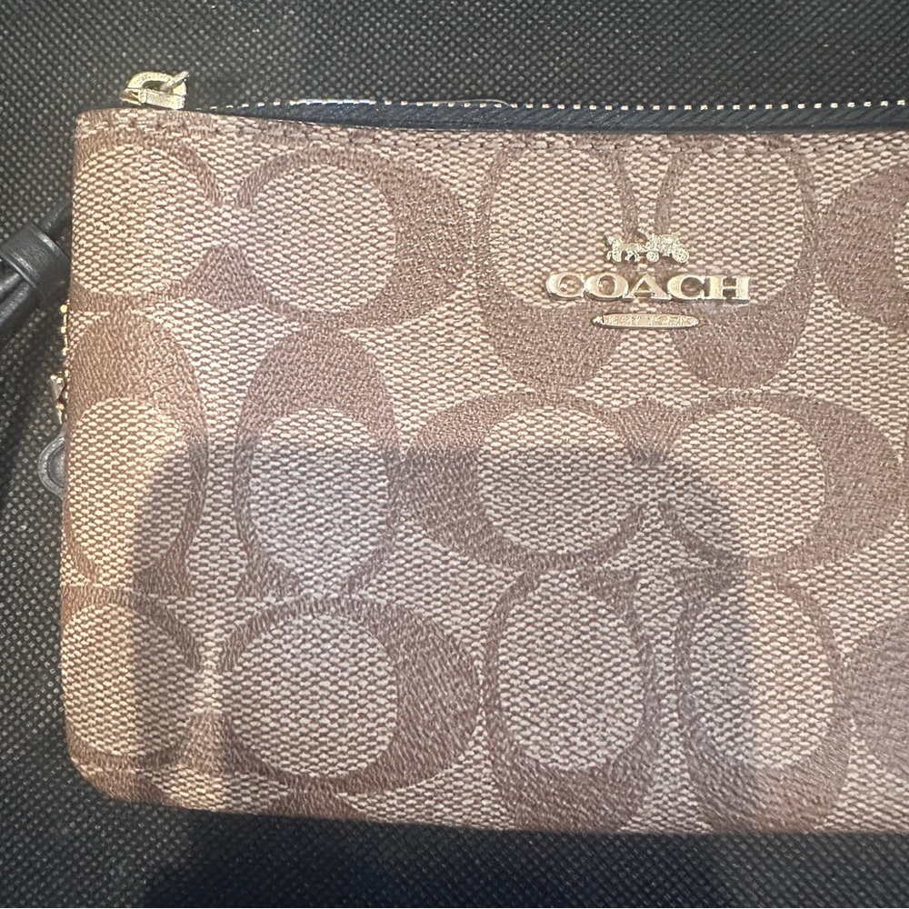 Coach Brown Double Zip Signature Wristlet - Picture 3 of 14